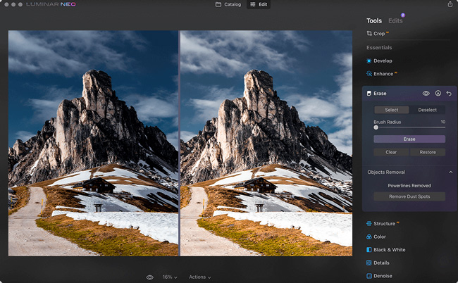 Mencoba fitur AI auto Enhance untuk memperbaiki kontras dan brightness