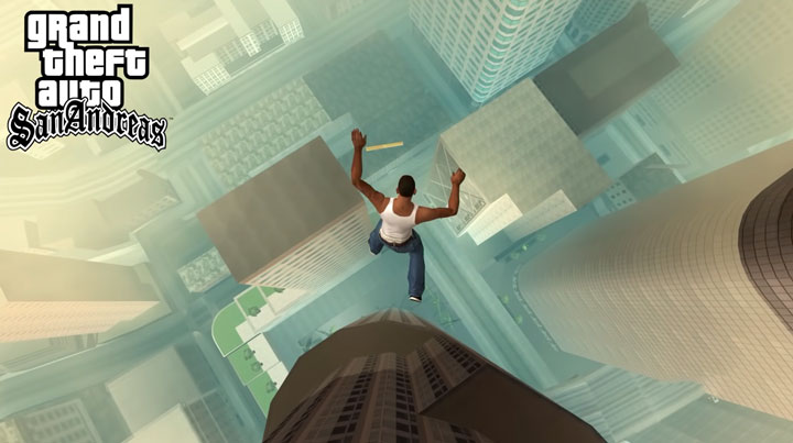 GTA San Andreas gameplay loncat dari gedung tertinggi